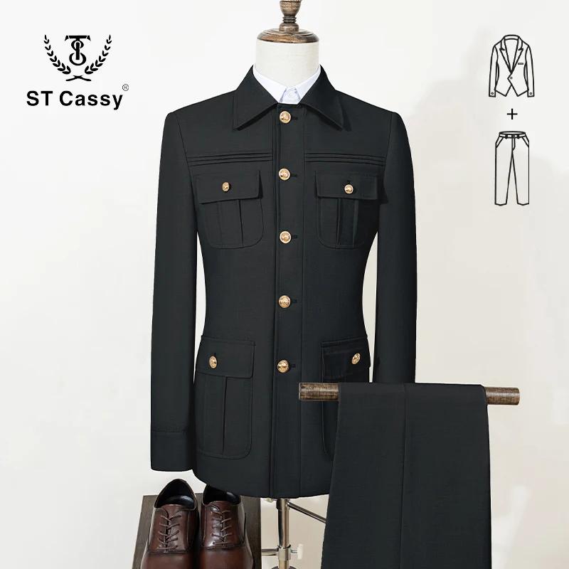 ST Cassy – costume élégant pour hommes, haute qualité, coupe classique, multi-boucles, multi-poches,