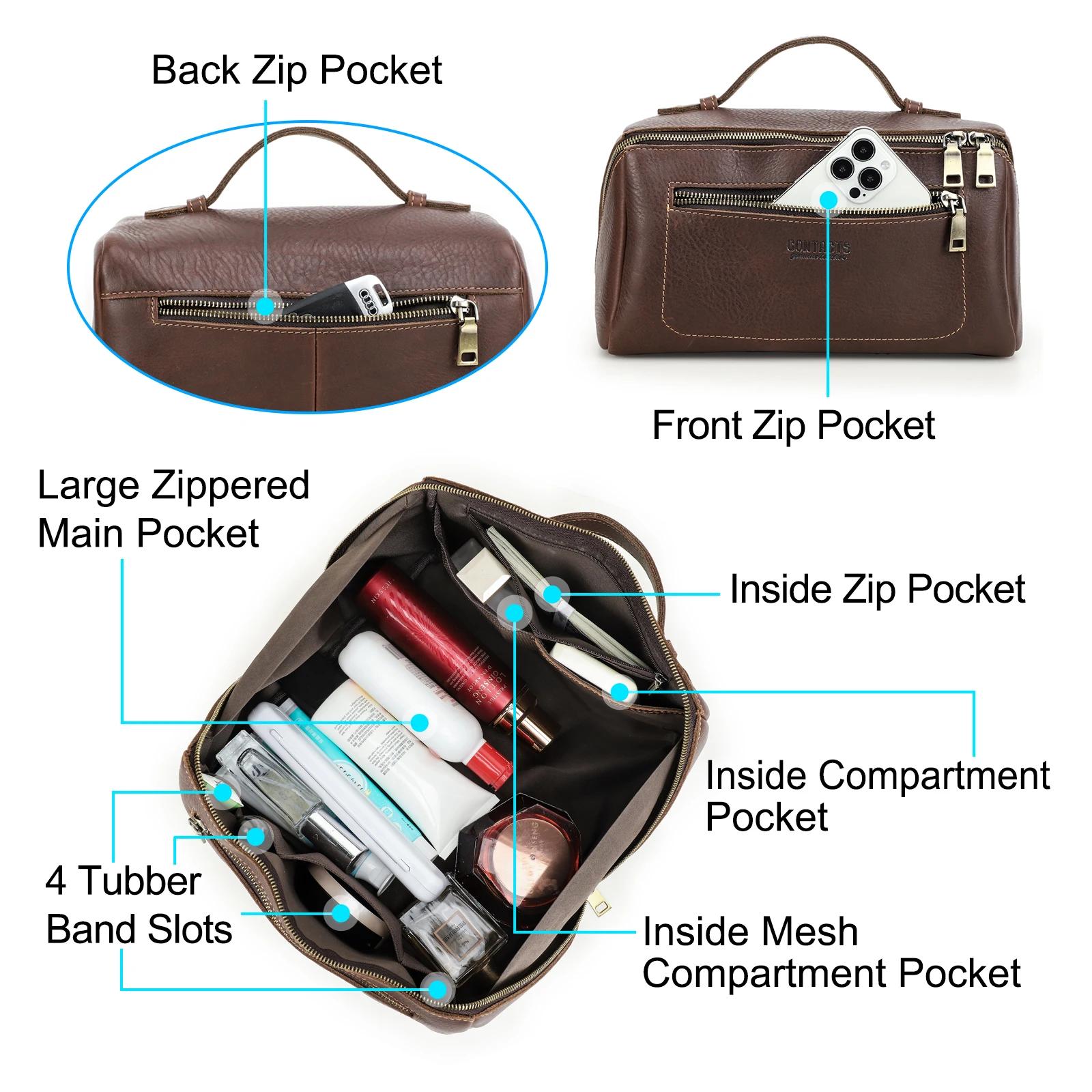 Sacs à cosmétiques personnalisés pour hommes, trousse de maquillage de luxe en cuir véritable, fourr