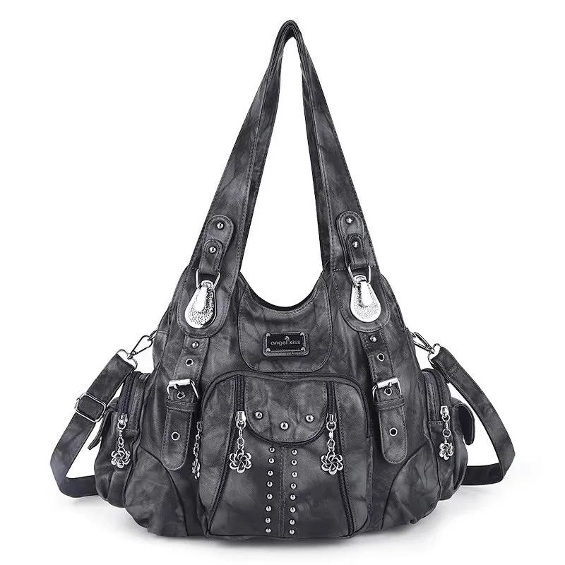 Sac à main pour femme Angel Kiss, grand sac fourre-tout vintage en PU avec poignée supérieure, sac à