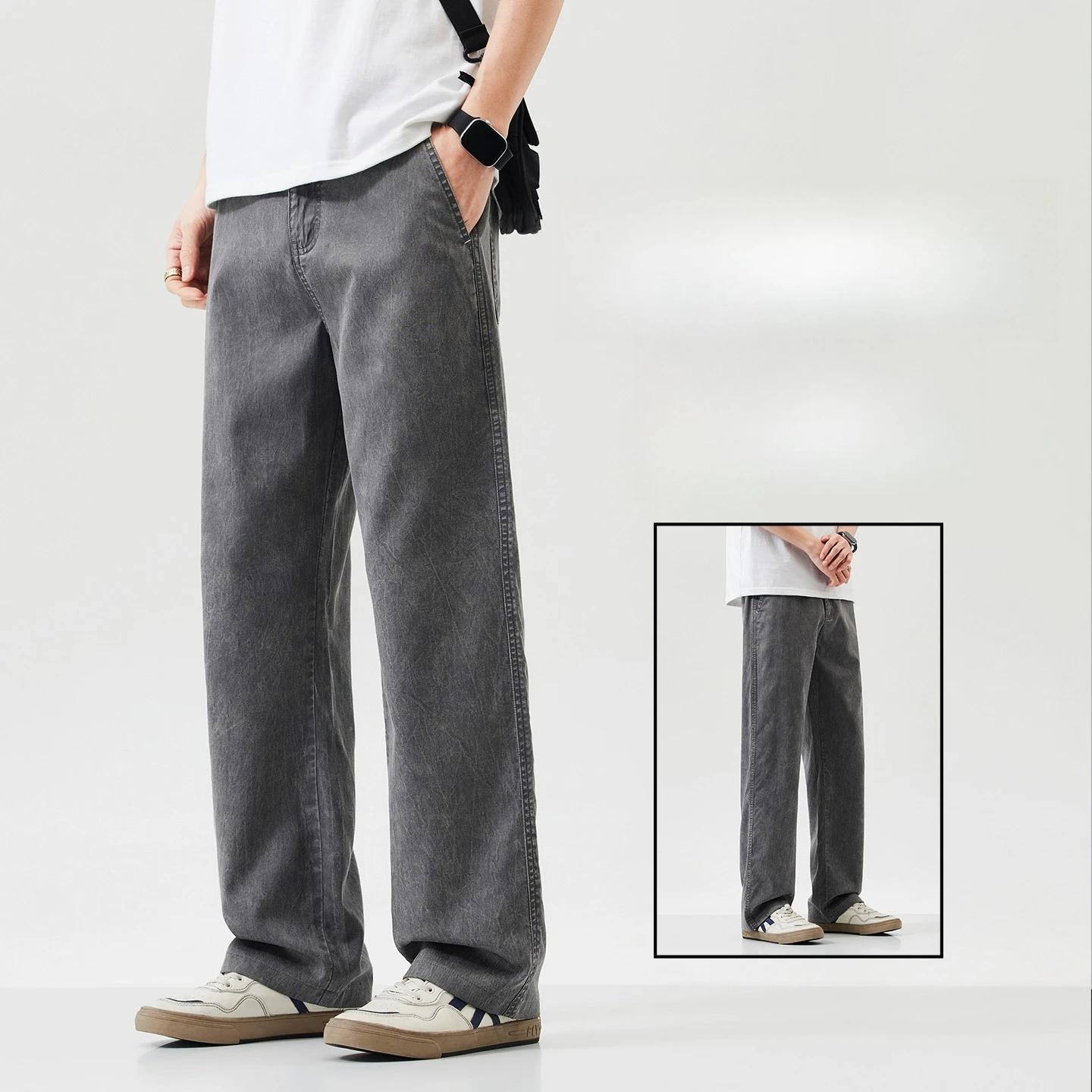 Pantalon d'été de luxe pour homme en Lyocell, coupe droite ample, style streetwear, jambe large, res