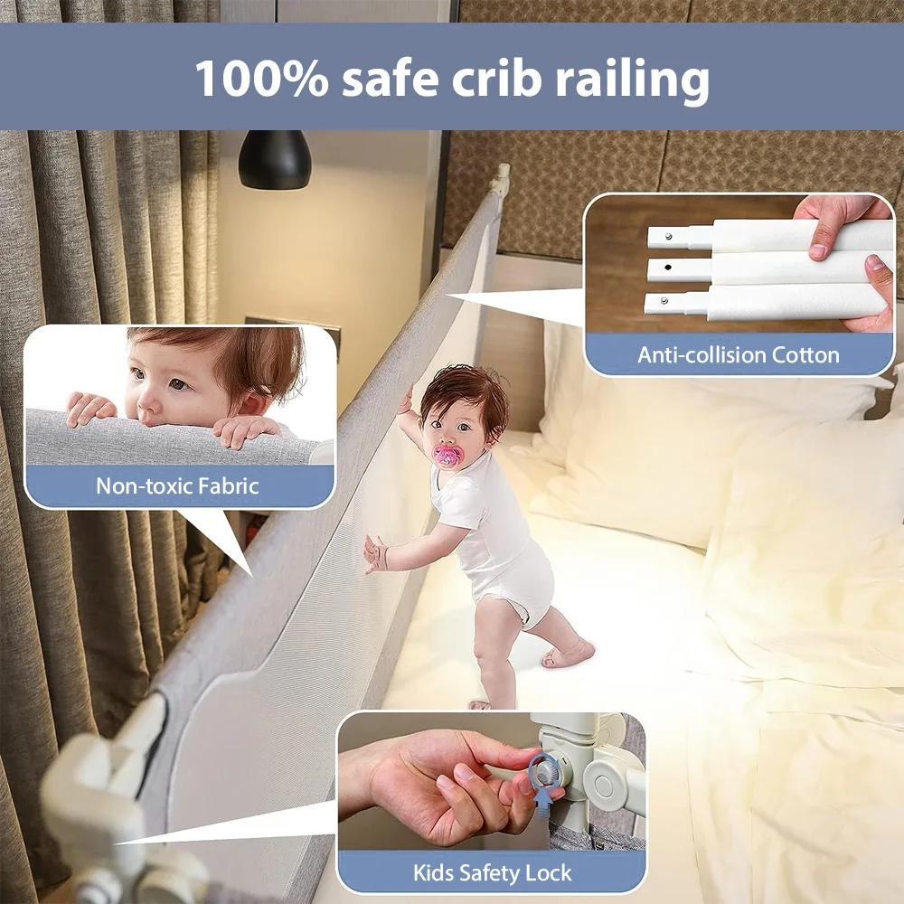 Rail de lit pliant réglable pour prévention des chutes, 1.5/1.8/2M, clôture de protection sûre pour