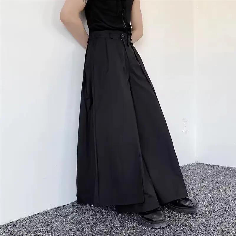 Pantalon superposé japonais d'avant-garde pour hommes, jambes larges, Hakama Y2k, Streetwear esthéti