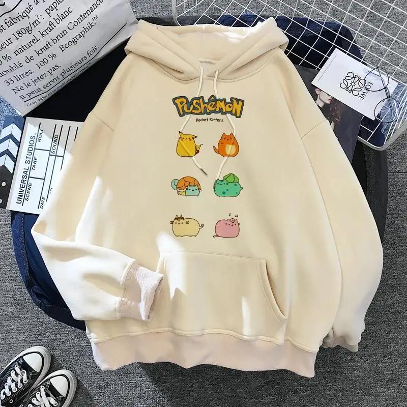 Sweat-shirt à capuche chat pour femmes, costume de dessin animé, style coréen Harajuku Kawai, surdim