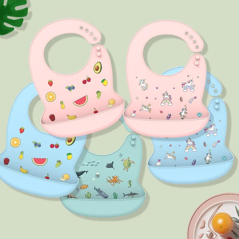 Bavoir Babi en Silicone imperméable, bavoirs banane dégoulinant de salive, dessin animé, alimentatio