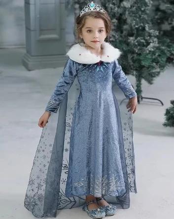 Costume de princesse d'hiver, déguisement de fête Elsa, pour noël, anniversaire, carnaval, reine des