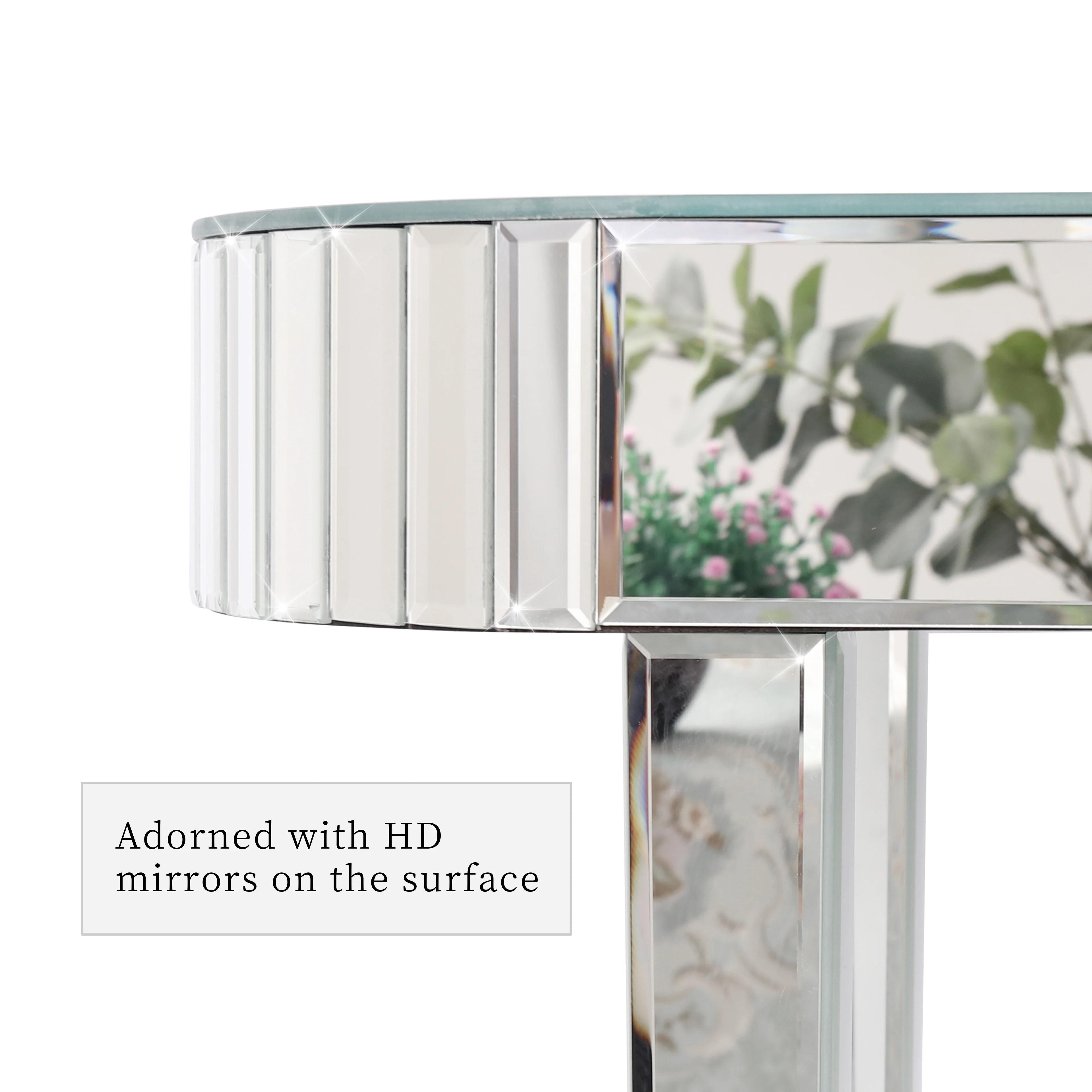 Table console miroir finition lisse, coiffeuse de maquillage miroir pour femmes, bureau de bureau à