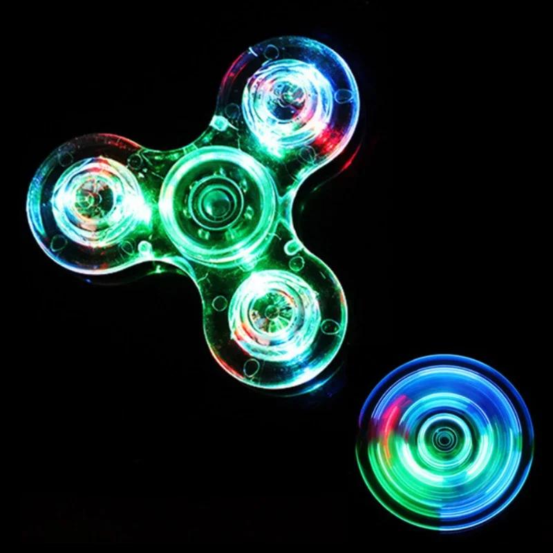 Fidget Spinner lumineux à lumière LED, briller dans la nuit, EDC Figet Spiner, jouets anti-Stress po