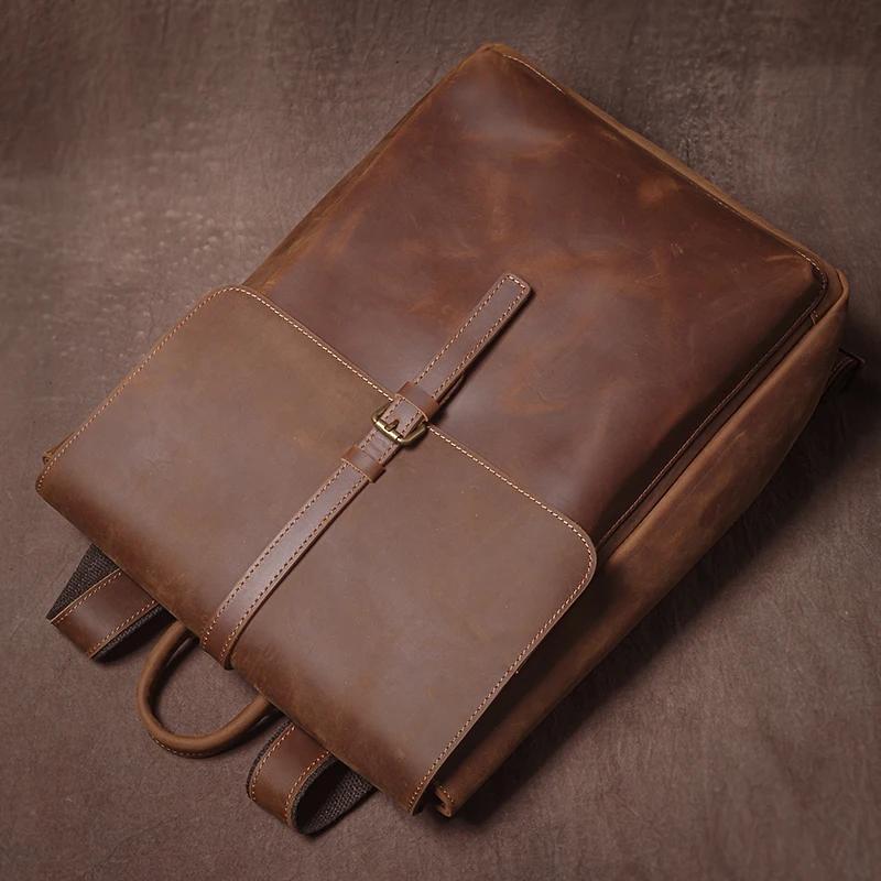 GURO – sac à dos rétro en cuir véritable pour hommes et femmes, sac de voyage à rabat Simple, en cui