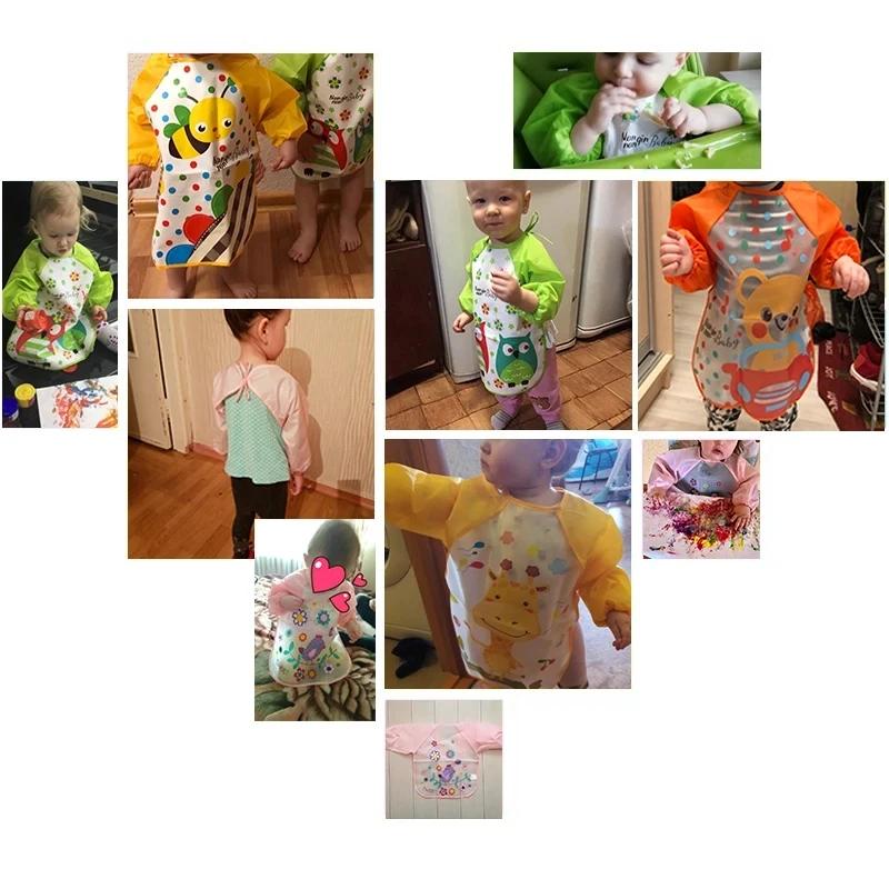 Bavoirs imperméables EVA à manches longues pour bébé, tablier pour enfants, Smock d'alimentation à m