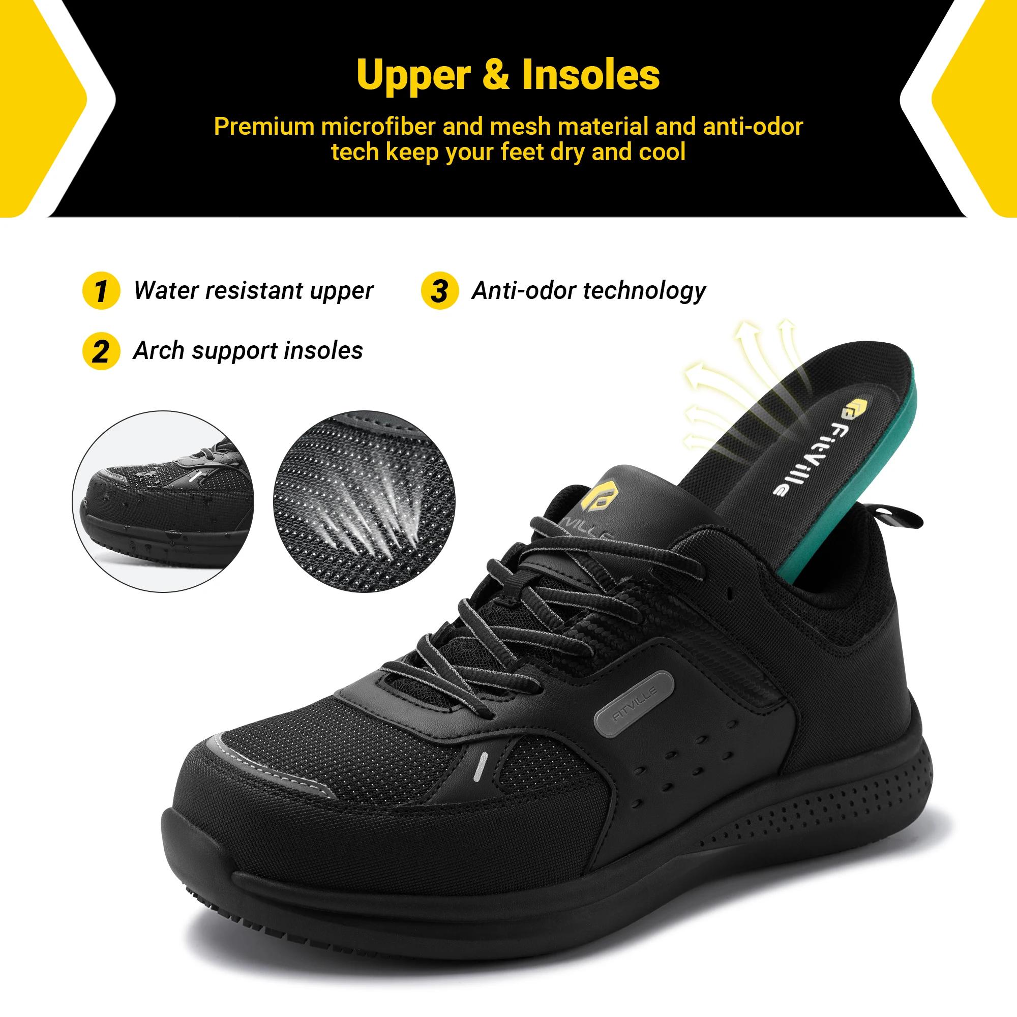 FitVille chaussures de travail Extra larges pour hommes chaussures décontractées anti-dérapant bout