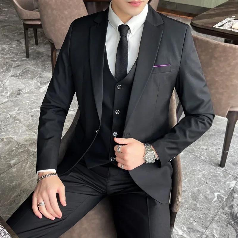 Costume pour homme (Blazer + Gilet + Pantalon) - Mode, affaires, gentleman, tenue professionnelle fo