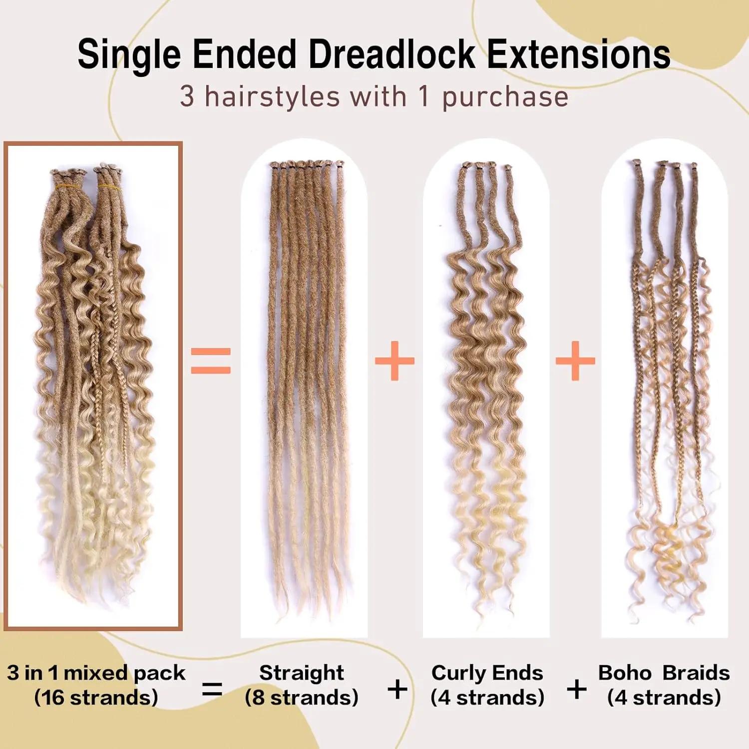 Extensions capillaires synthétiques 24 pouces, 16 brins/Lot, tresses SE Dreadlocs, 3 en 1, Style Hip