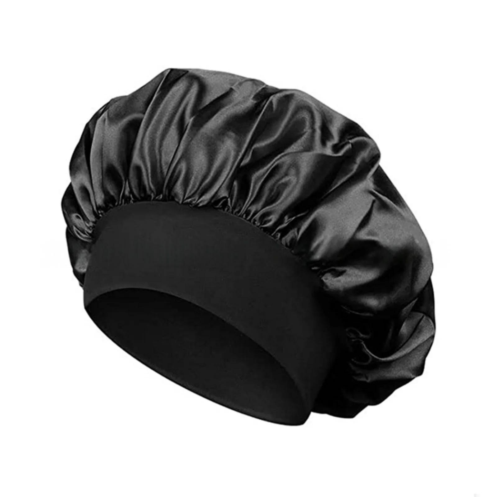 Bonnet élastique en Satin à large bande, bonnet de soins capillaires pour femmes, plusieurs Options