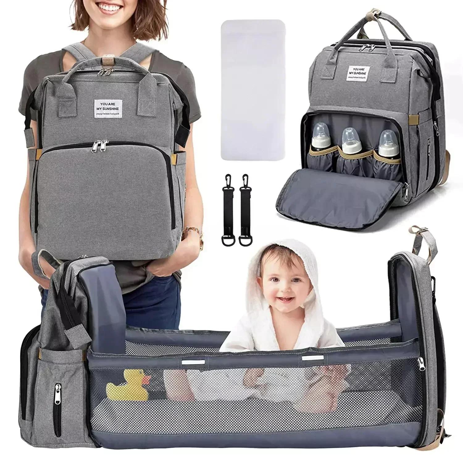 Sac à couches pliable, sacs de lit pour bébé, sac à dos de voyage pour berceau avec Station à langer