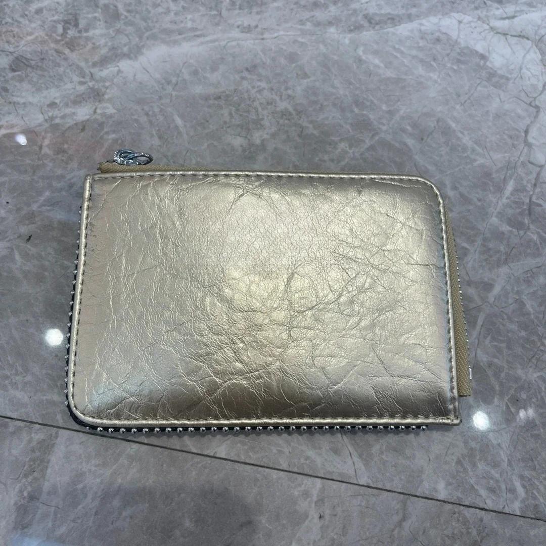 Porte-cartes multifonctionnel de luxe léger français, style rétro, orné de strass, élégant et tendan
