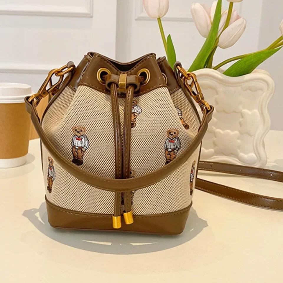 Sac seau à cordon de serrage grande capacité pour femme, sac à main, sac bandoulière, sac messager,