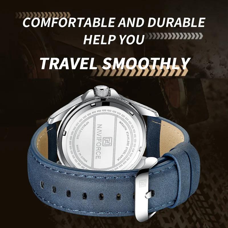 NAVIFORCE marque hommes mode montres à Quartz mâle bracelet en cuir Sport étanche montres calendrier
