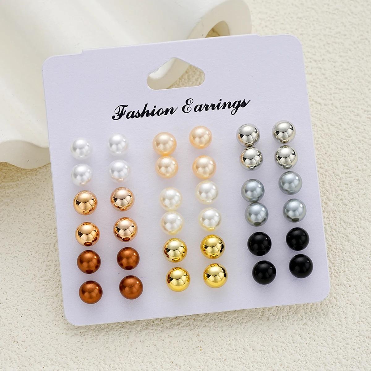 83 pièces élégant perle géométrique boucles d'oreilles collier Bracelet bague ensemble de bijoux pou