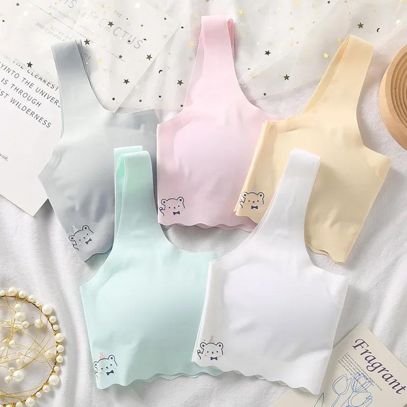 Sous-vêtements tubulaires sans couture pour enfants, gilet blanc/rose, période de développement pour