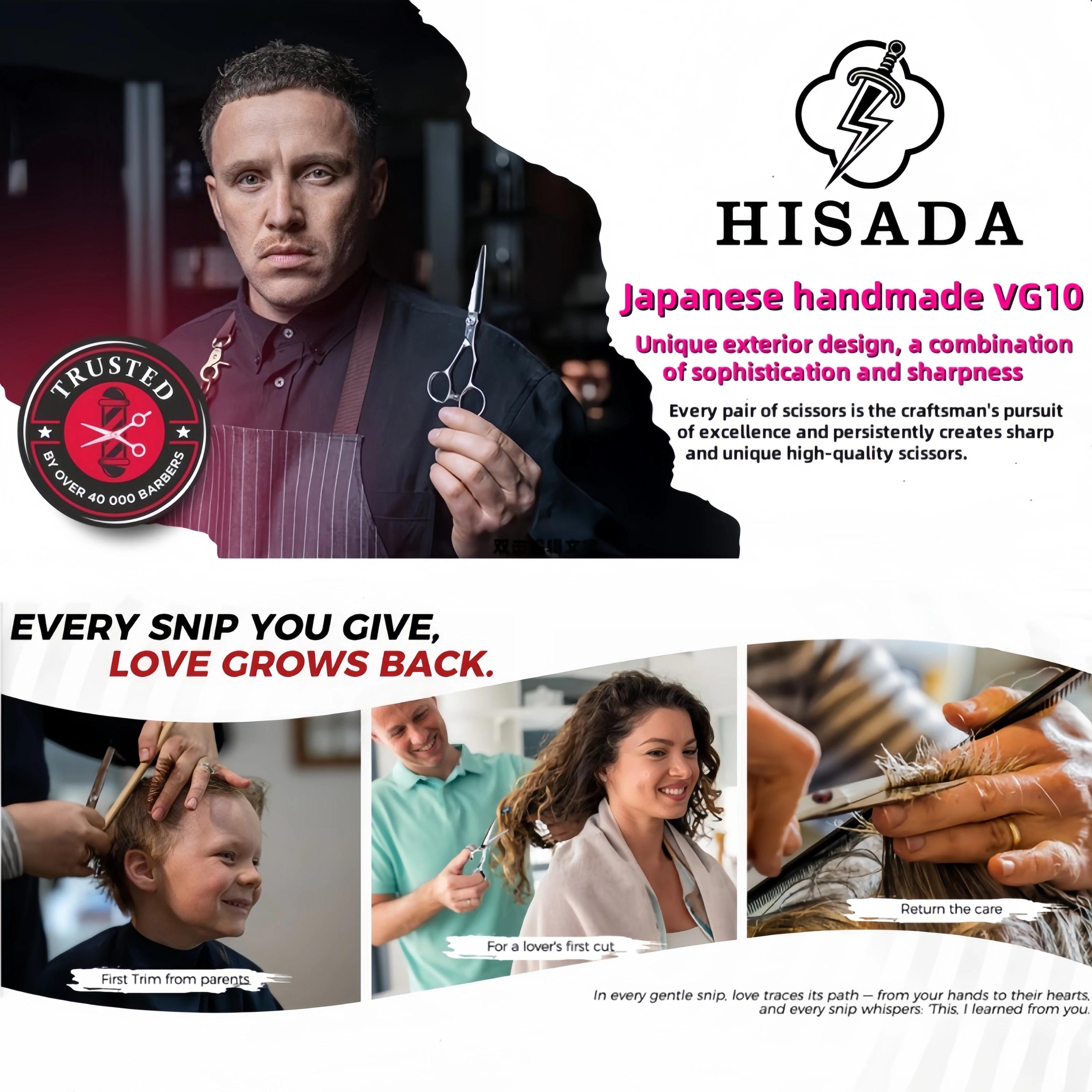HISADA ciseaux de coiffeur ciseaux de coiffure professionnels 6.0/6.5/7.0 pouces matériel japonais f