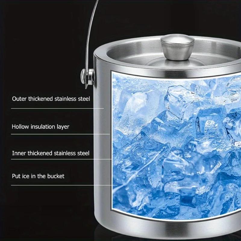 Seau à glace isolé en acier inoxydable, 1,6 l/2 l/3 l, vin, bière, Champagne, refroidisseur de fête