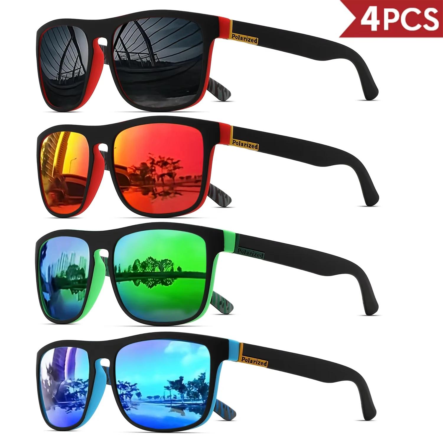 Lunettes de soleil de sport polarisées carrées classiques pour hommes, monture PC légère UV400 pour