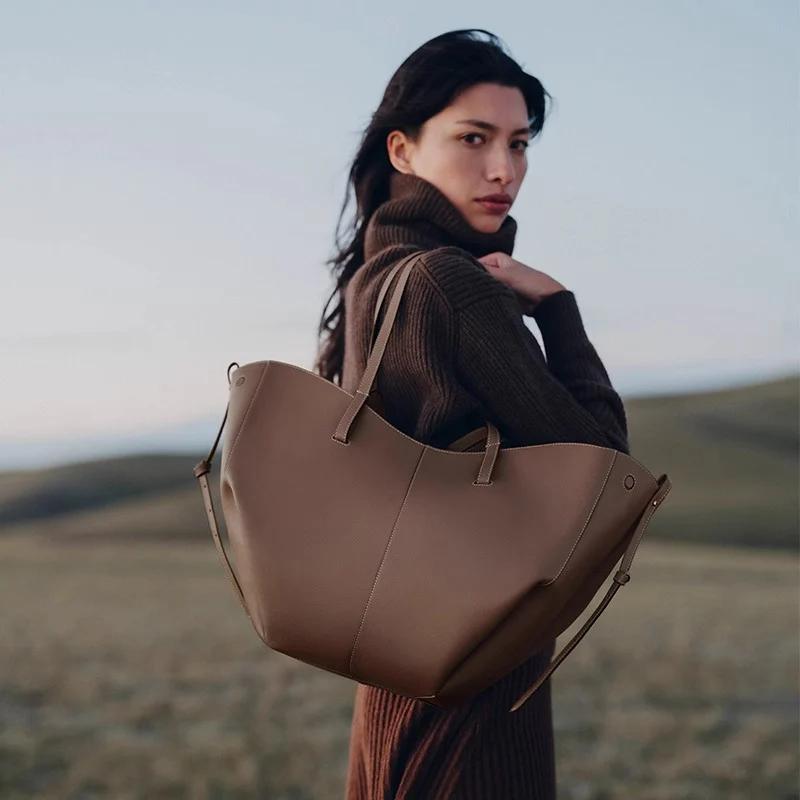 Nouveau sac fourre-tout en cuir grande taille pour femmes, sac à main Niche féminine, sac à bandouli