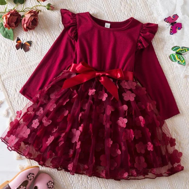 Mickey Minnie automne fille robe 3D papillon robes décontractées enfants anniversaire princesse robe