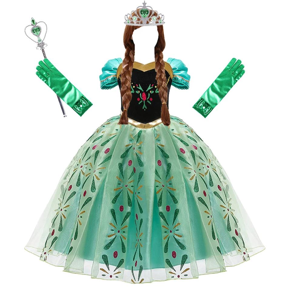 Robe Prinçesse Fille Anna Pour Enfants, Costume de Cosplay Pour Filles, Vêtements D'été Pour Hallowe