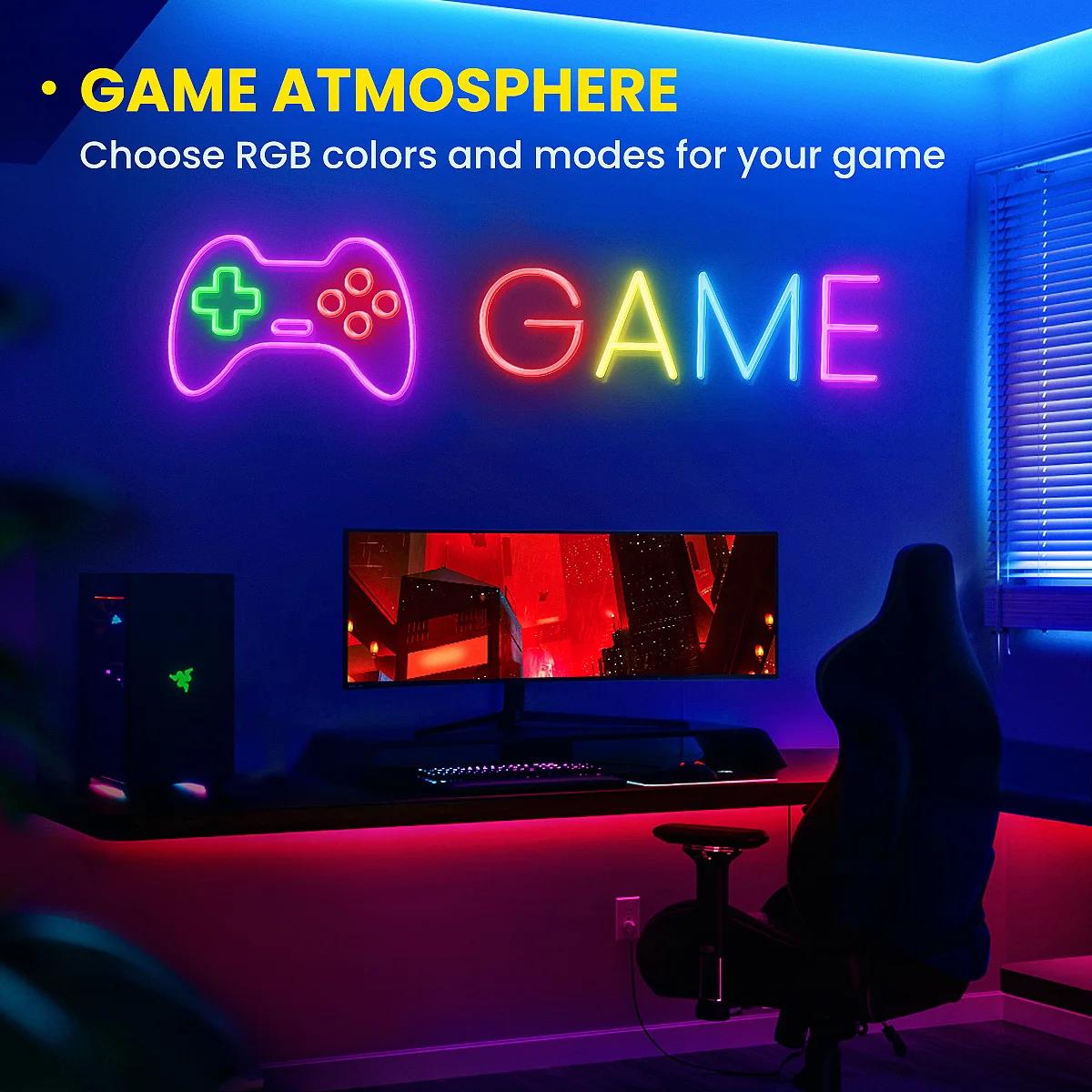 Bande lumineuse néon Flexible RGB avec application/télécommande, plusieurs Modes, synchronisation de