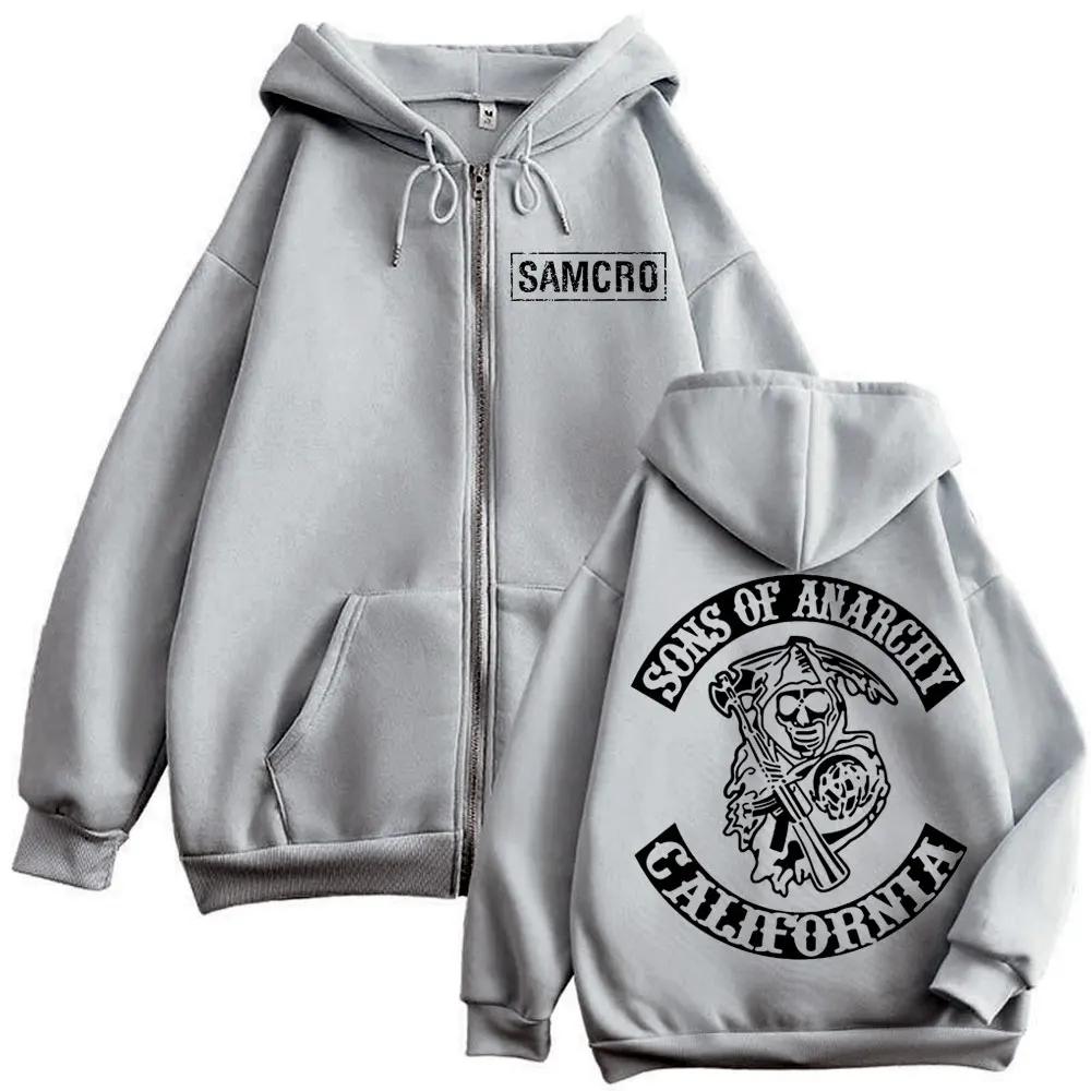 Sons of Anarchy – sweat à capuche avec fermeture éclair imprimée Double face pour hommes et femmes,