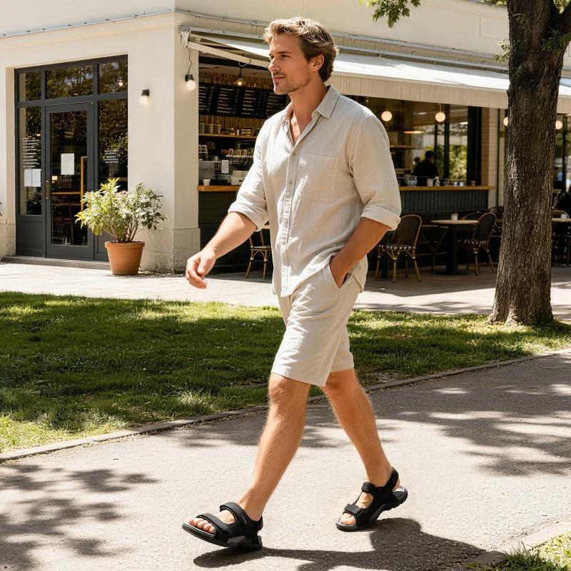 Sandales athlétiques FitVille pour hommes, avec large espace pour les orteils, soutien de la voûte p