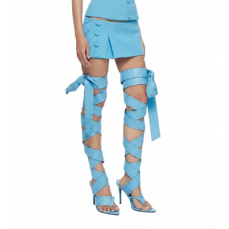 Sandales à talons hauts à boucle et à bout ouvert pour femmes, style européen et américain, tendance
