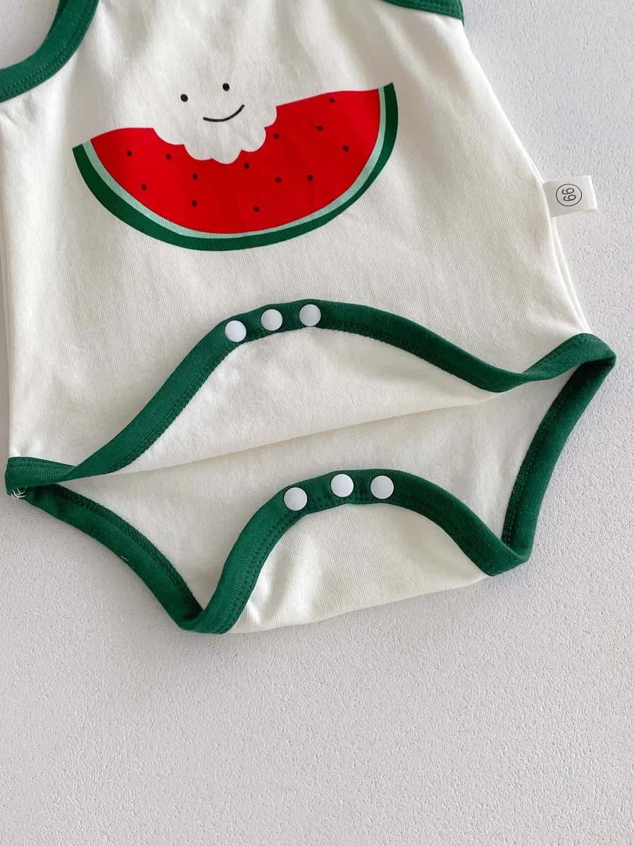 Combinaison d'été style pastèque pour bébé, mignon, écharpe pour bébé homme et femme, chapeau fin et
