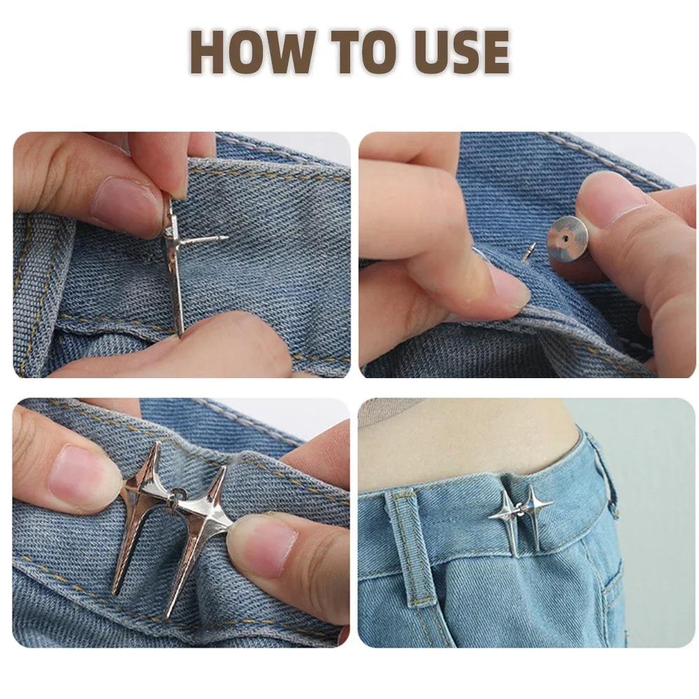 1 paire de boucles de taille en forme d'étoile croisée, Clips réglables et détachables pour pantalon