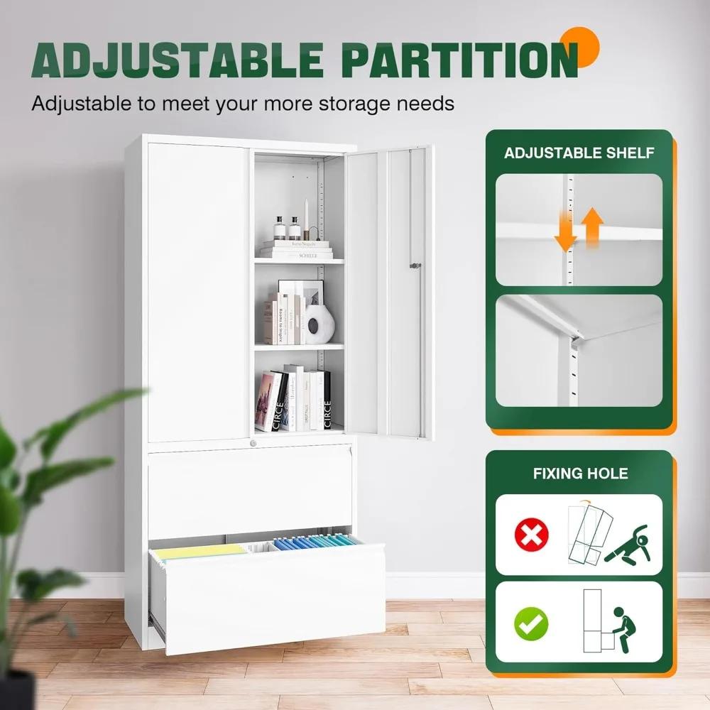 Armoires de rangement en métal pour le bureau à domicile, classeur-2 tiroirs avec serrure et étagère