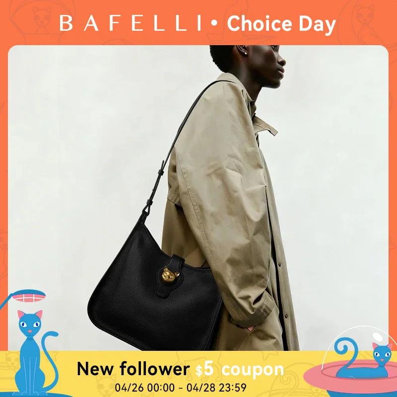 BAFELLI Nouveau sac seau en cuir de bétail naturel pour femme – Épaule et bandoulière polyvalentes e