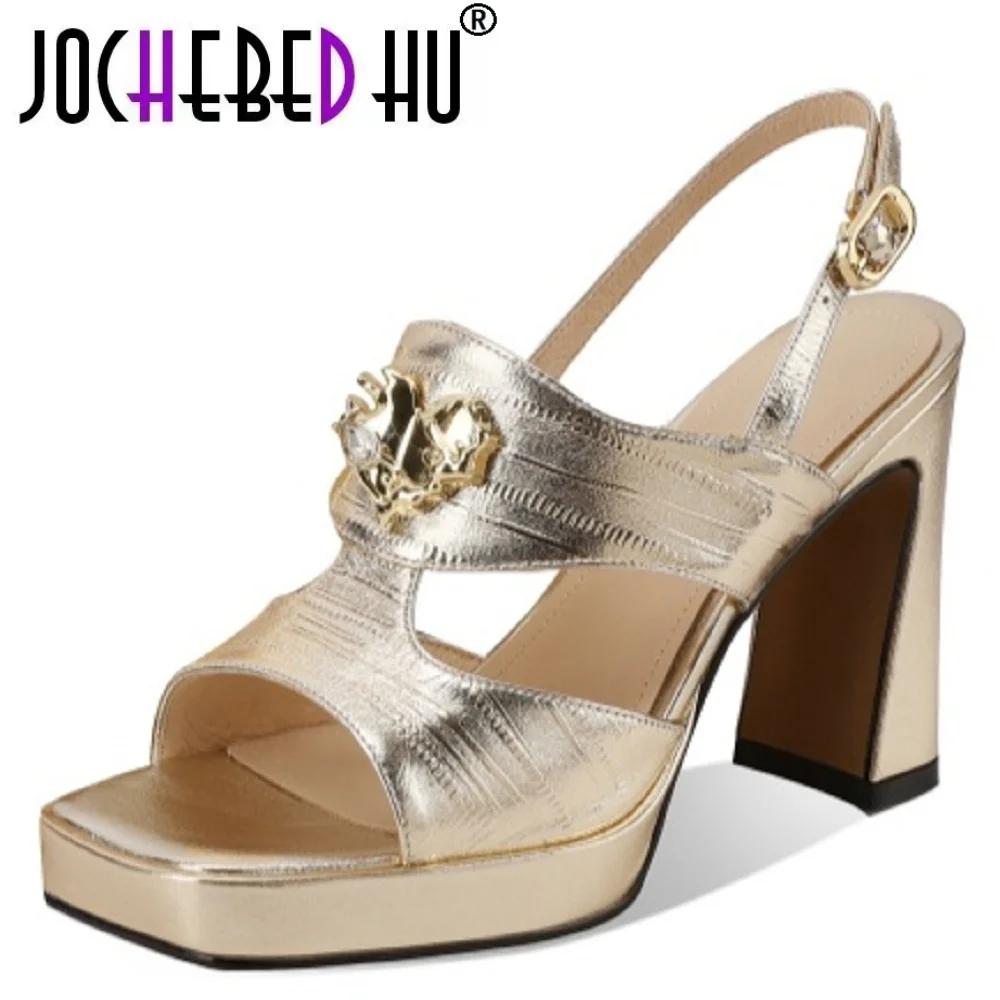 【JOCHEBED HU】 chaussures en cuir véritable faites à la main pour femmes nouvel été Sexy talons hauts
