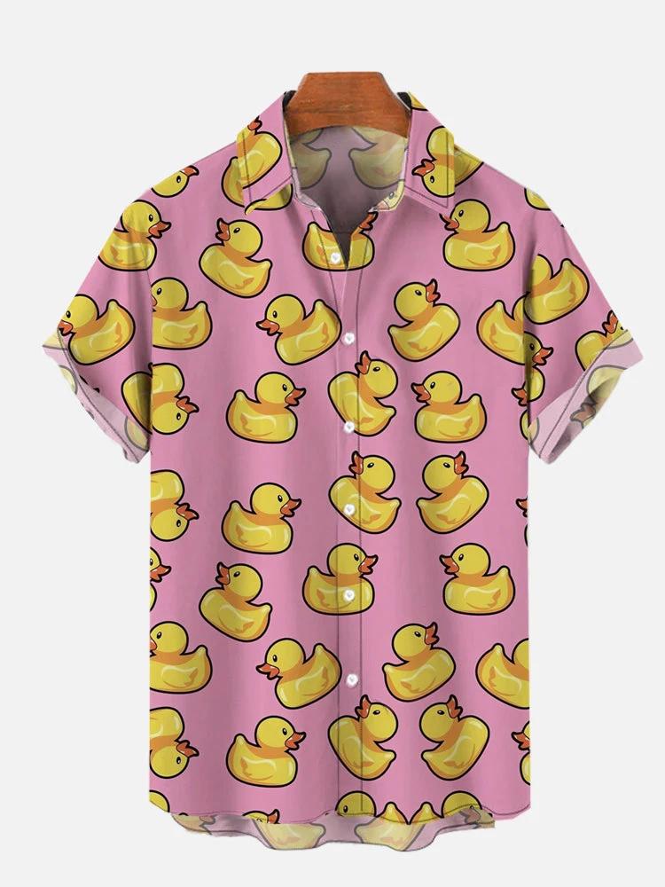 Chemises de cosplay unisexes à manches courtes pour hommes, impression de canard mignon, impression