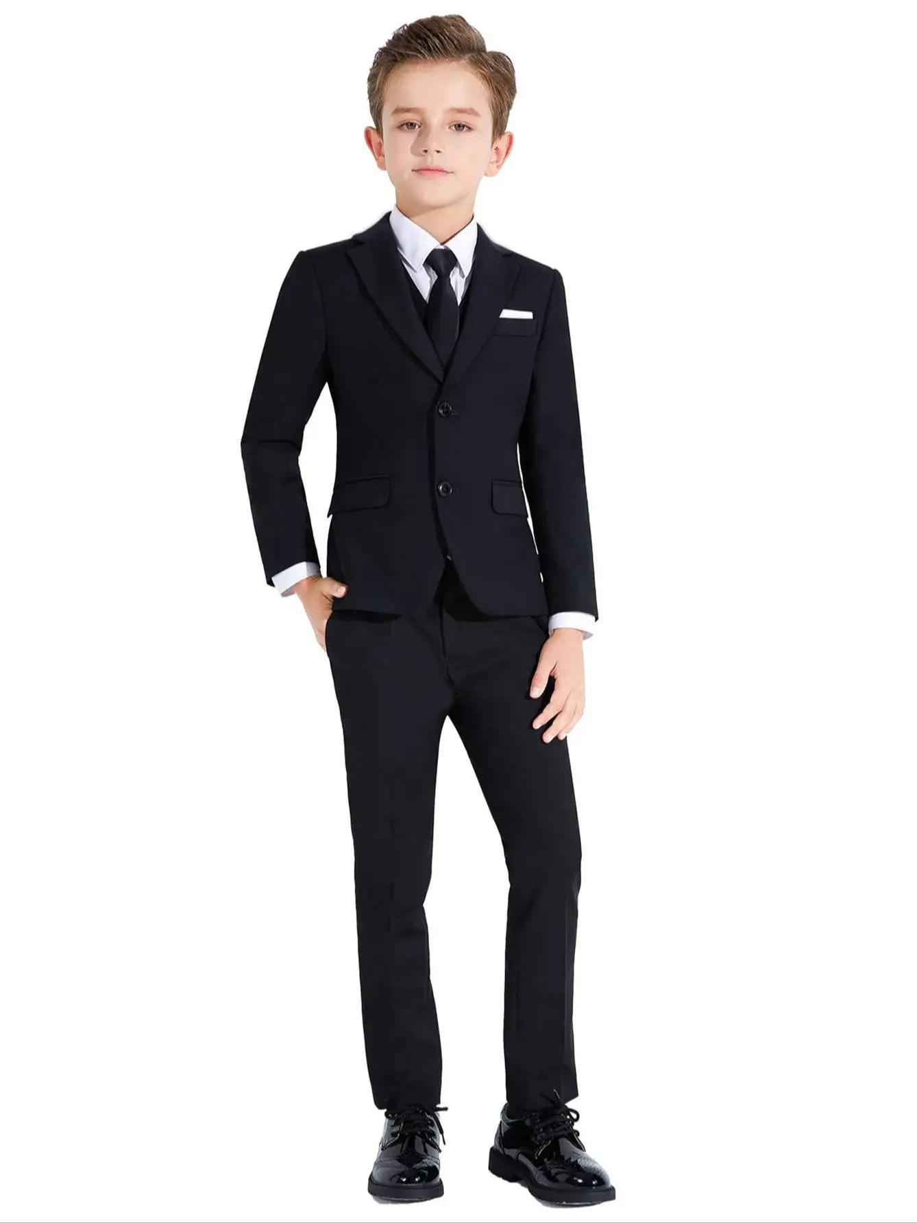 Costumes pour garçons, costumes formels colorés, 4 pièces, coupe cintrée, ensemble de costume, veste