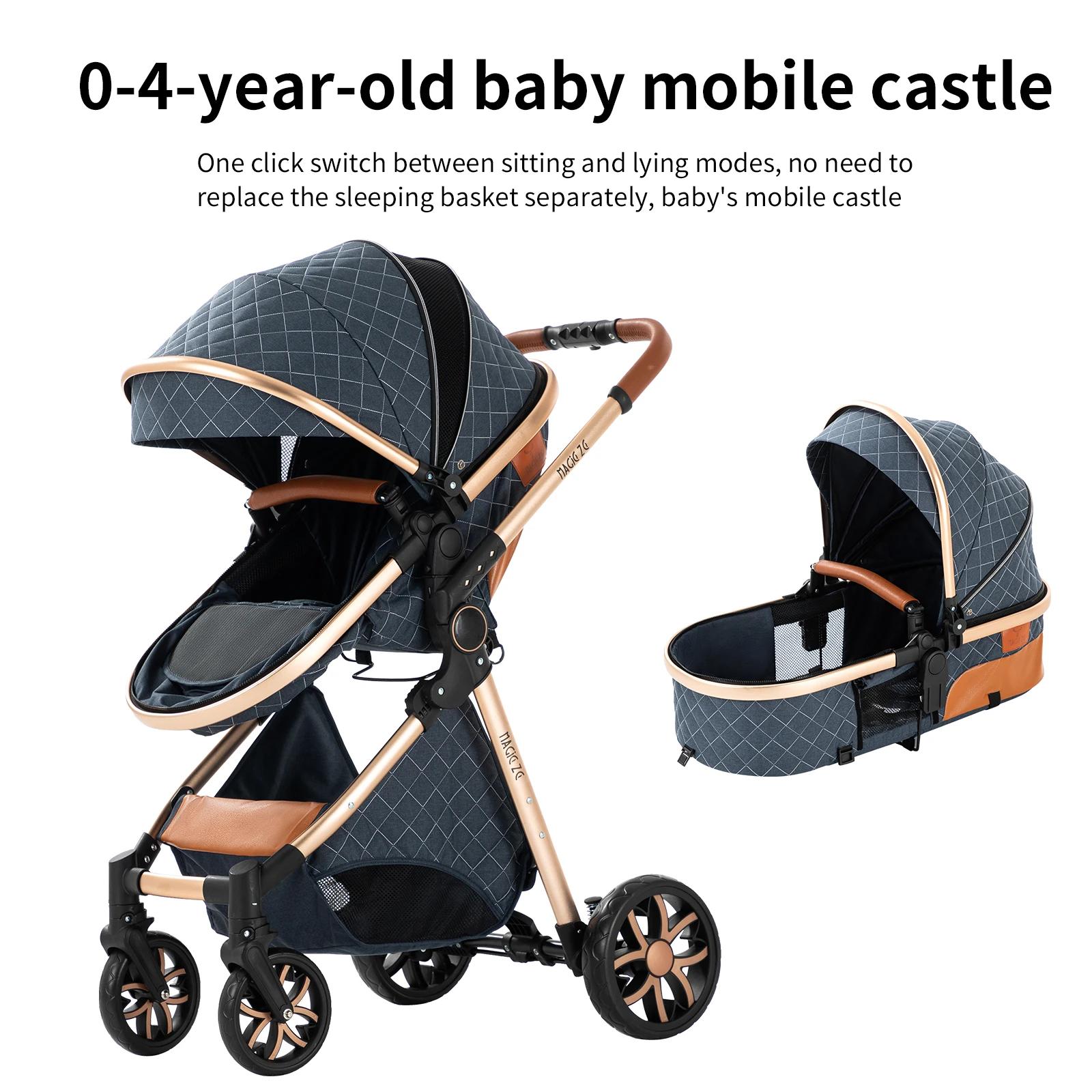 Landau pliable ultraléger de naissance, ensemble de voyage léger 3 en 1 pour poussette pour bébé, Bu