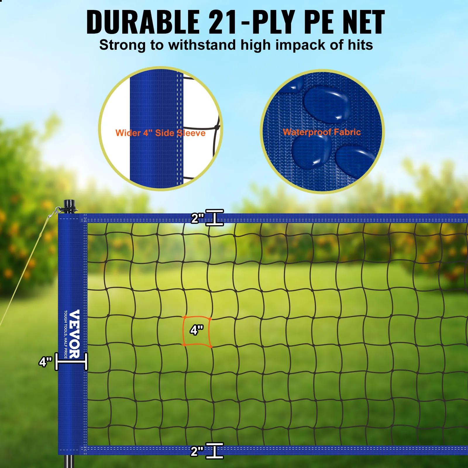 SucceBuy Système de filet de volley-ball extérieur, poteaux en acier à hauteur réglable avec pompe d