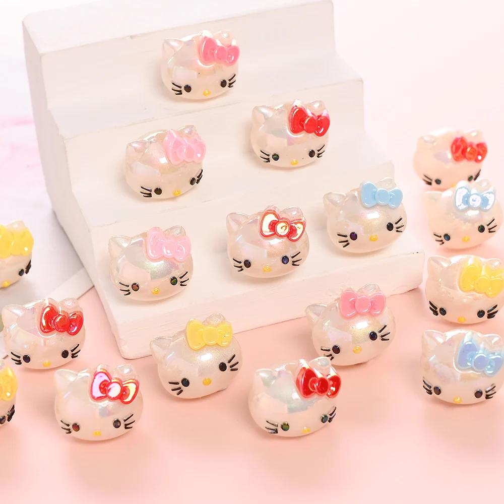 10 pièces mélange aléatoire de perles en résine Hello Kitty tête Focus perle pour bébé dentition suc