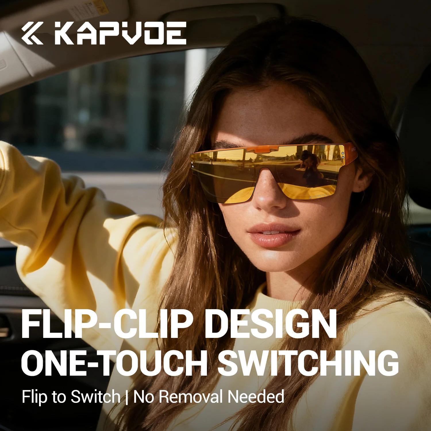 Lunettes de soleil sport KAPVOE à verres relevables pour hommes, photochromiques, adaptées au cyclis