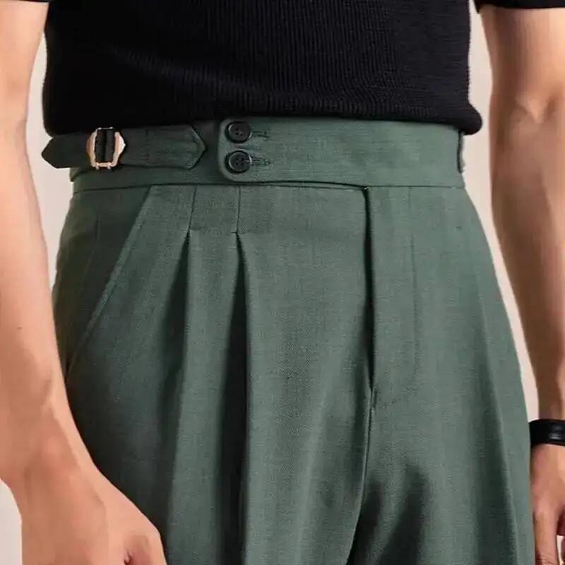 2025 nouveau Style italien Double plissé napolitain hommes pantalons formels décontracté affaires ja