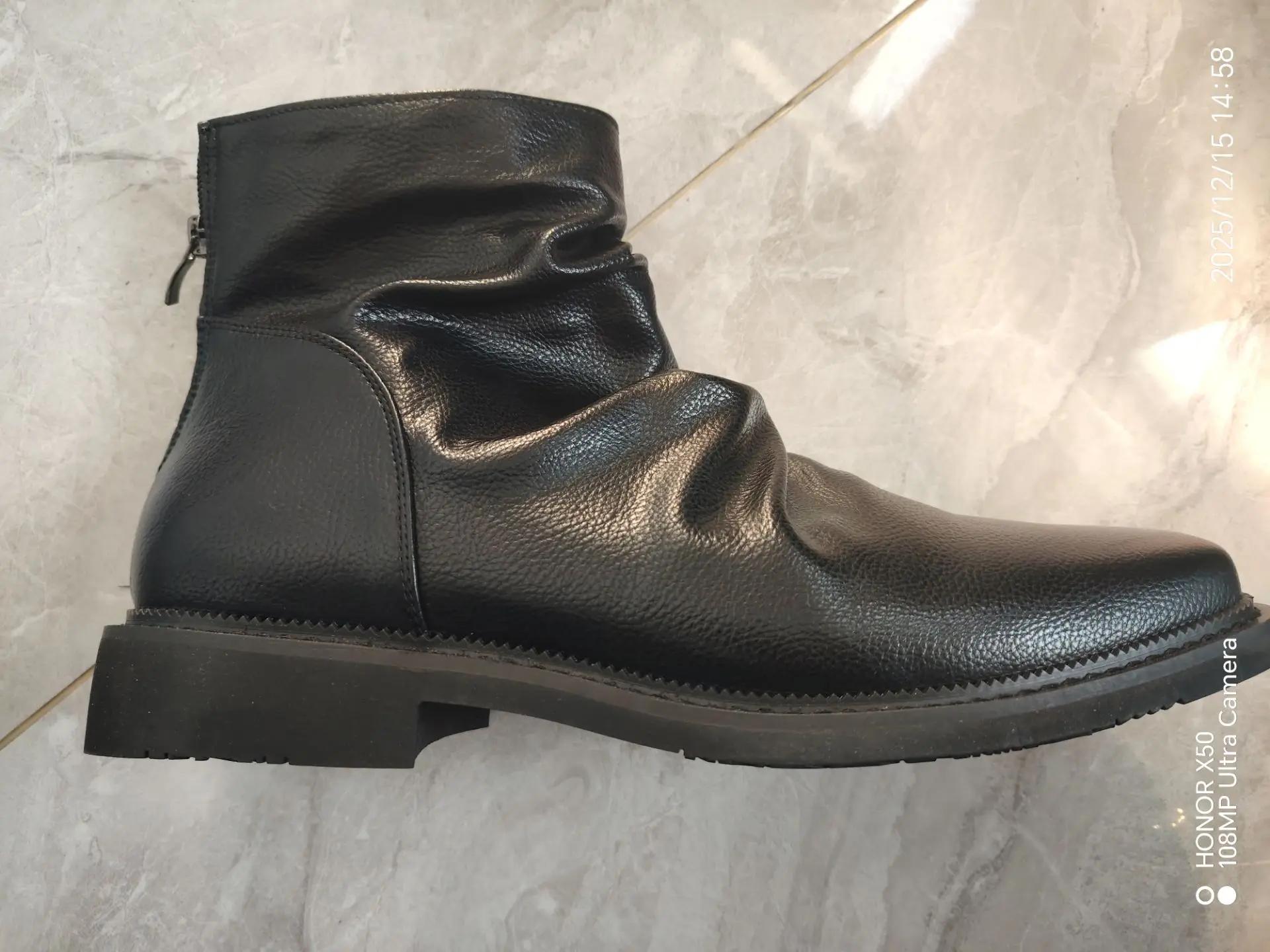 Bottes Chelsea décontractées pour hommes, tendance, Style britannique, grande taille, bout carré, co