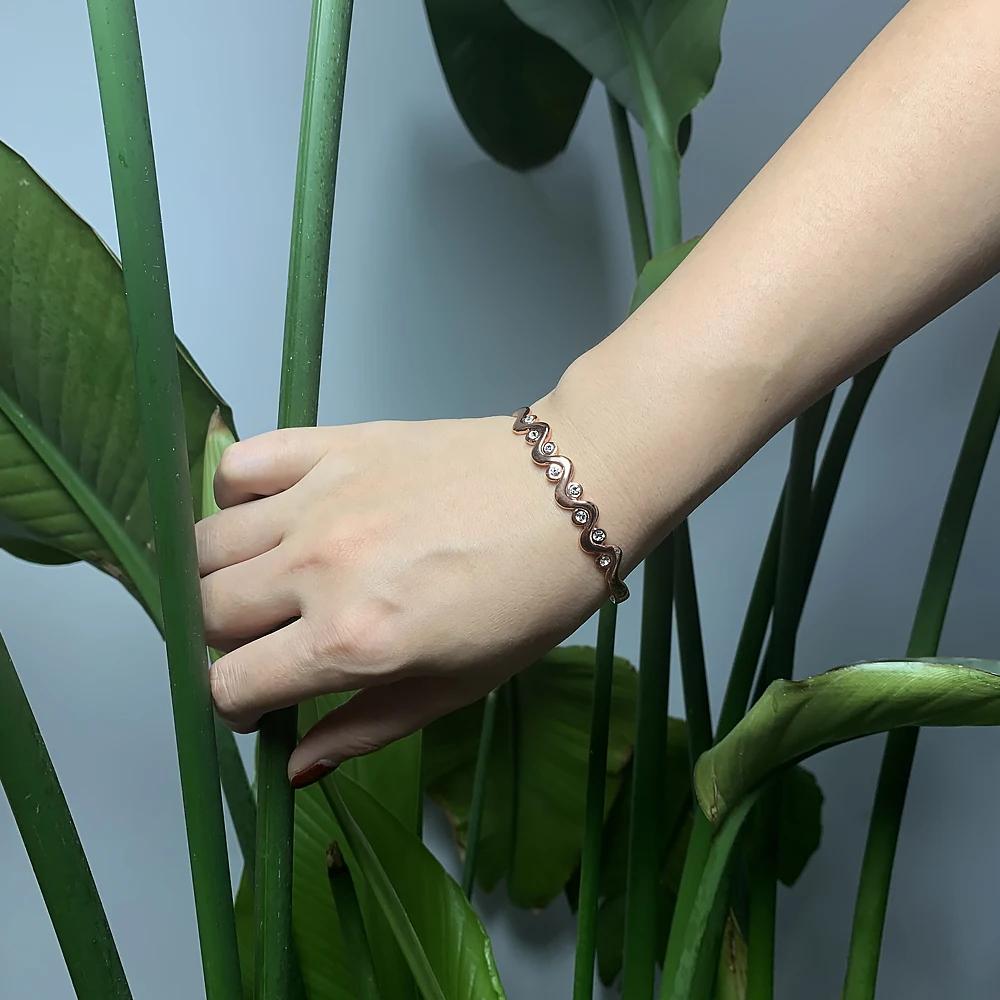 Vinterly Bracelets en cuivre pur magnétique zircone cubique Bracelets réglables arthrite santé aiman