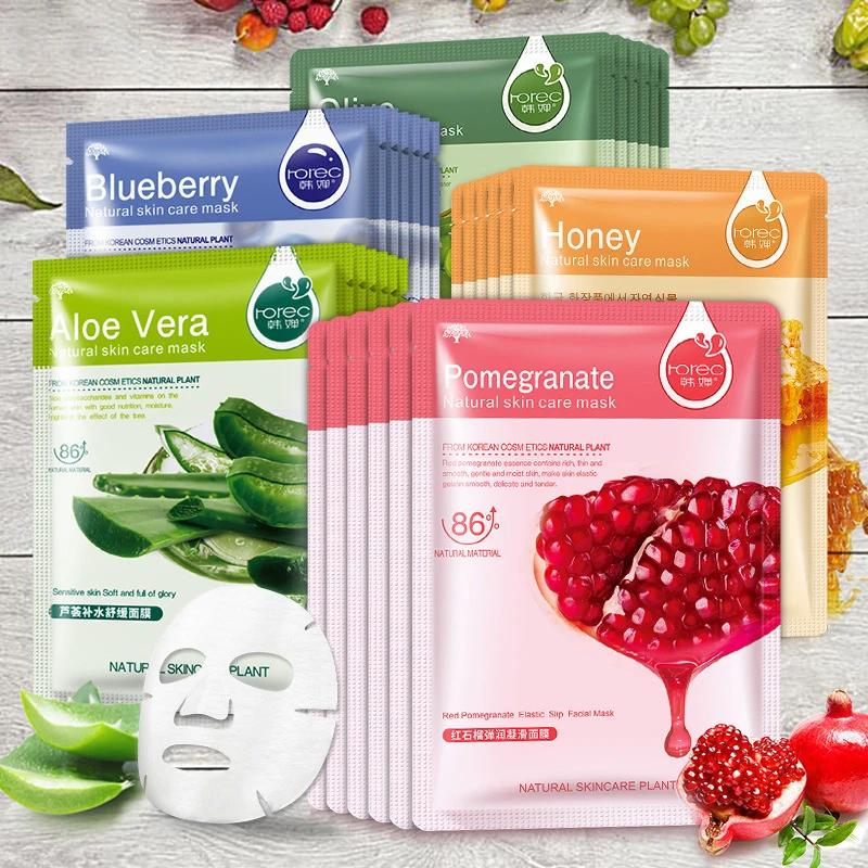 30 pièces masques faciaux Fruits frais blanchissant soin de la peau hydratant Anti rides hydratant c