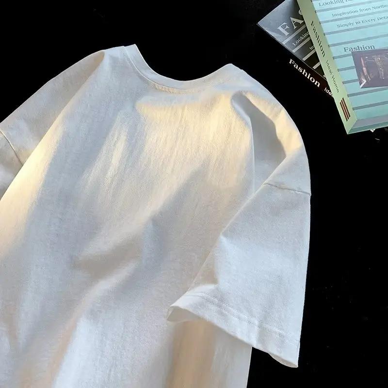 Pull à col rond extra large pour homme, chaton empilable, impression, manches moyennes, t-shirt amér