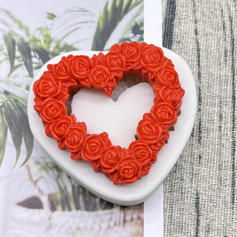 Moule en silicone en forme de cœur de rose pour la pâtisserie, outils pour la résine, moule à cupcak